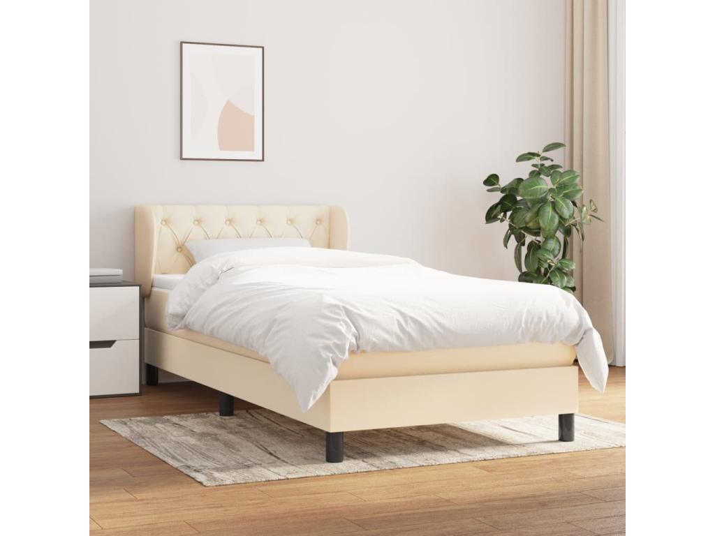 Lit à sommier tapissier avec matelas Crème 80x200 cm Tissu