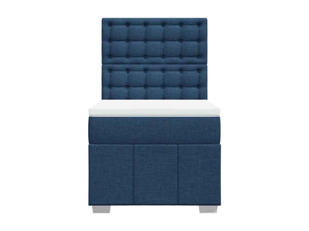 Sommier à Vertchez de lit avec matelas Bleu 90x190 cm Tissu