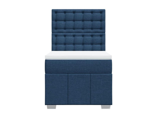 Sommier à Vertchez de lit avec matelas Bleu 90x190 cm Tissu