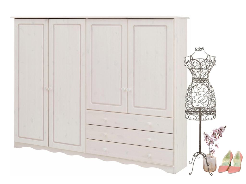 Vertchez Meuble Linge 4 Portes 3 Tiroirs Blanc