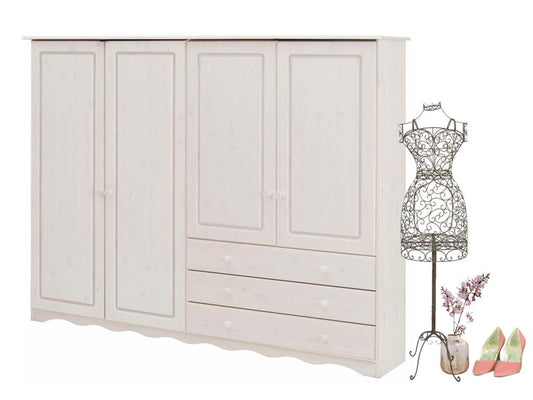 Vertchez Meuble Linge 4 Portes 3 Tiroirs Blanc