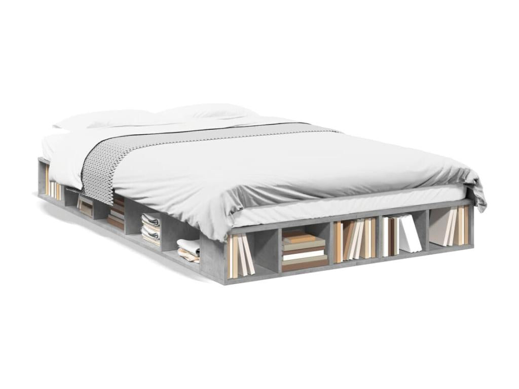 Cadre de lit gris béton 120x200 cm bois d'ingénierie