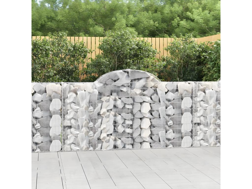 Paniers à gabions arqués 14 pièces 200x30x100/120 cm Fer galvanisé