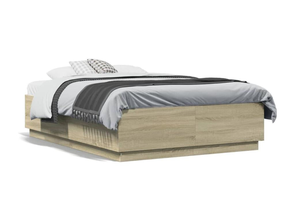 Cadre de lit chêne Vertchez 135x190 bois d'ingénierie