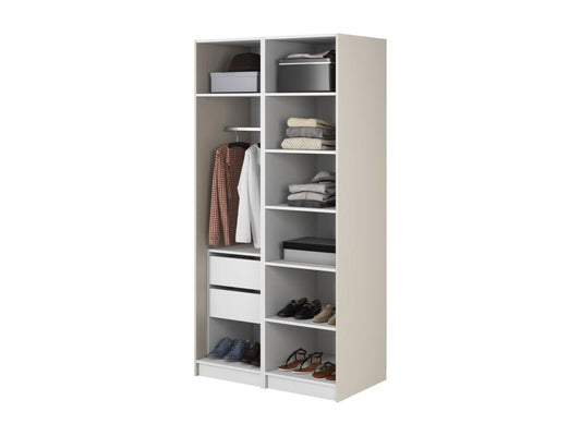 Armoire 2 portes avec tringle et tiroirs - 100 cm - grège - Vertchez