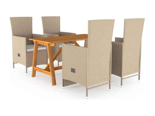 Ensemble de salle à manger de jardin 5 pièces Beige