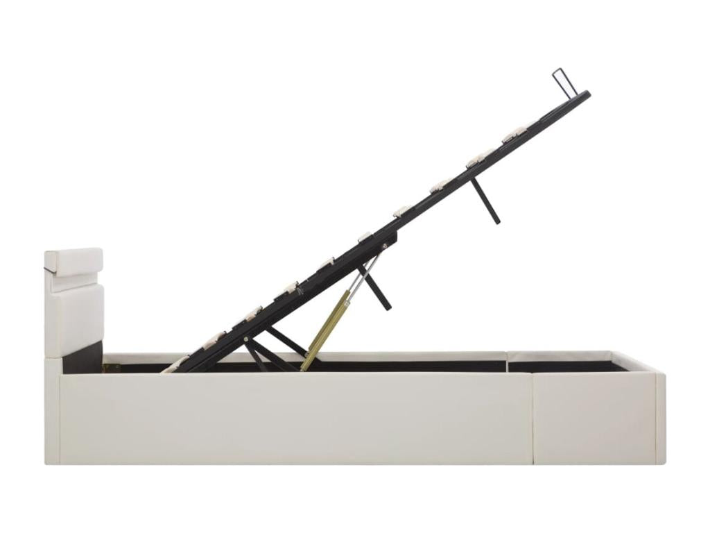 Cadre de lit à rangement avec LED blanc similicuir 140x200 cm