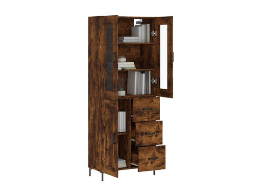 Buffet haut Chêne fumé 69.5x34x180 cm Bois d'ingénierie