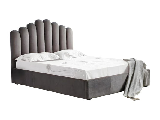 Lit coffre 2 places 140x190 cm Vertchez velours gris