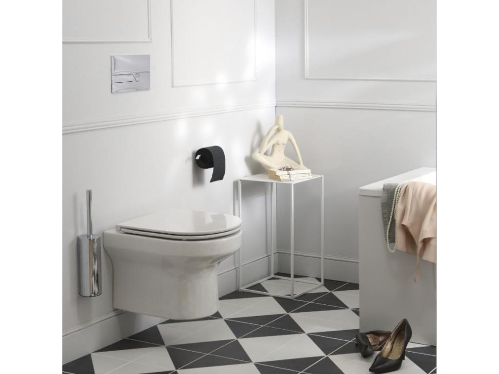 Pack WC suspendu sans bride Vertchez bâti-support plaque Noir brillant/Noir mat