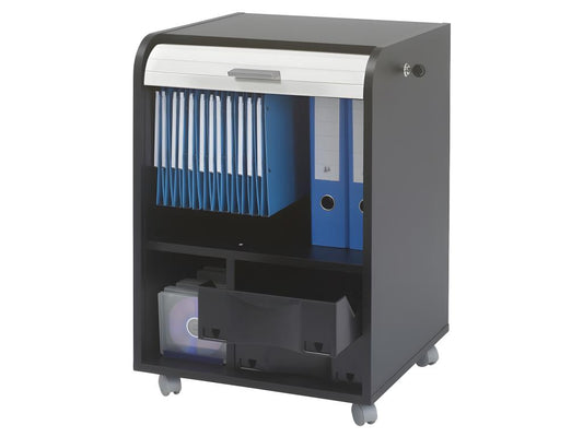 Caisson de Bureau Noir Bicolore à rideau - Coloris Blanc