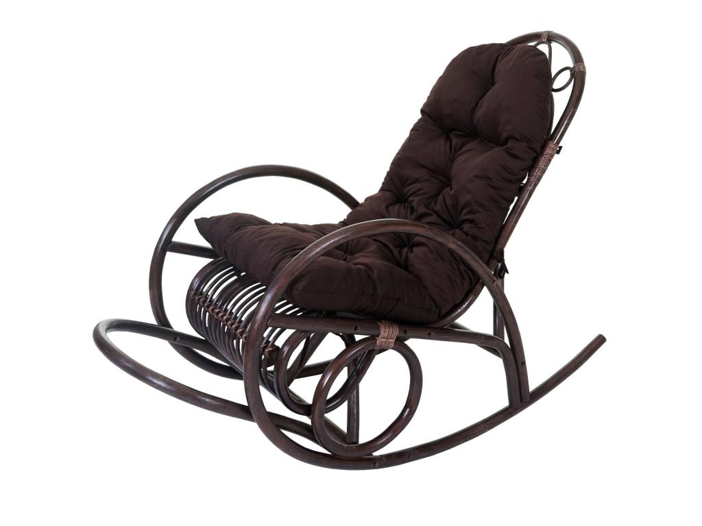 Fauteuil à bascule Vertchez-C40 Rattan coussin marron