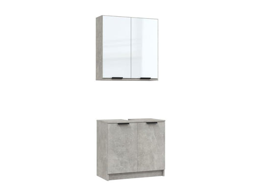 Meubles de salle de bain 2 pcs Gris béton Bois d'ingénierie