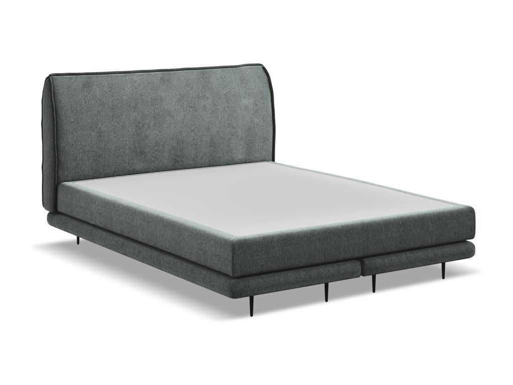 Lit capitonné matelas en tissu chenille 160x200 - graphite - Vertchez