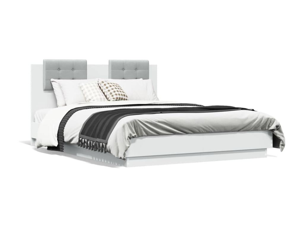 Cadre de lit avec tête de lit et Vertchezères LED blanc 140x190 cm