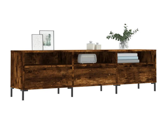 Meuble TV chêne fumé 150x30x44.5 cm bois d'ingénierie