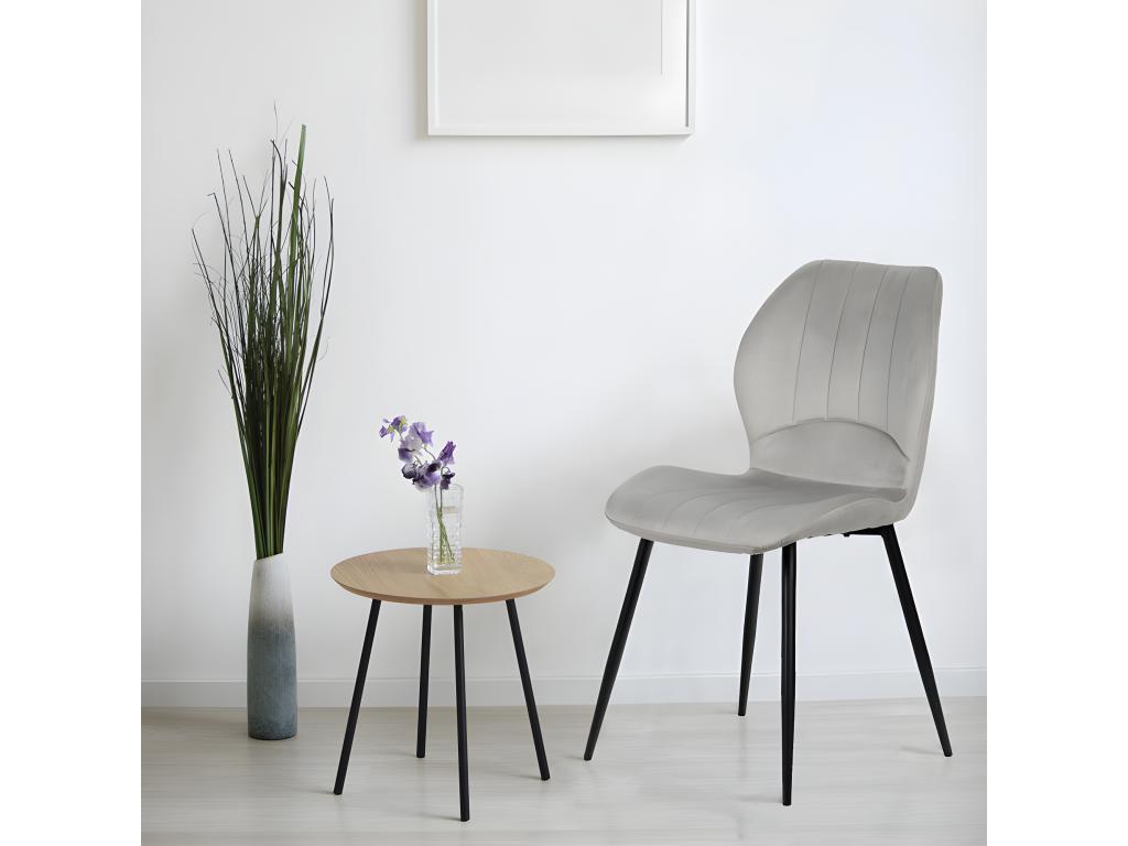 Lot de 2 chaises en velours gris clair avec pieds métal noir - Vertchez