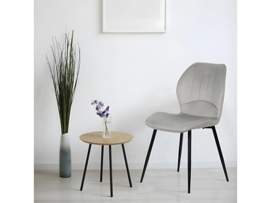 Lot de 2 chaises en velours gris clair avec pieds métal noir - Vertchez