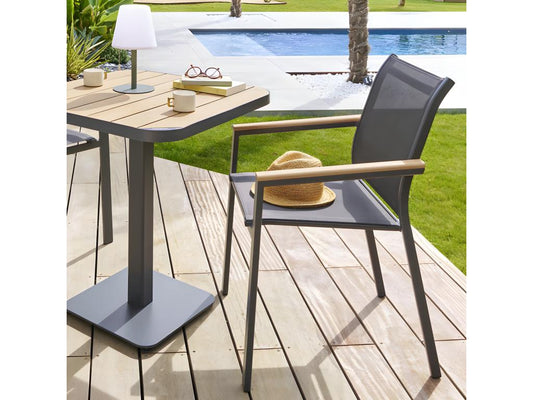 Fauteuil repas Vertchez accoudoirs bois anthracite/graphite Vertchez