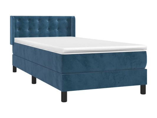Lit à sommier tapissier avec matelas Bleu foncé 90x200 cm