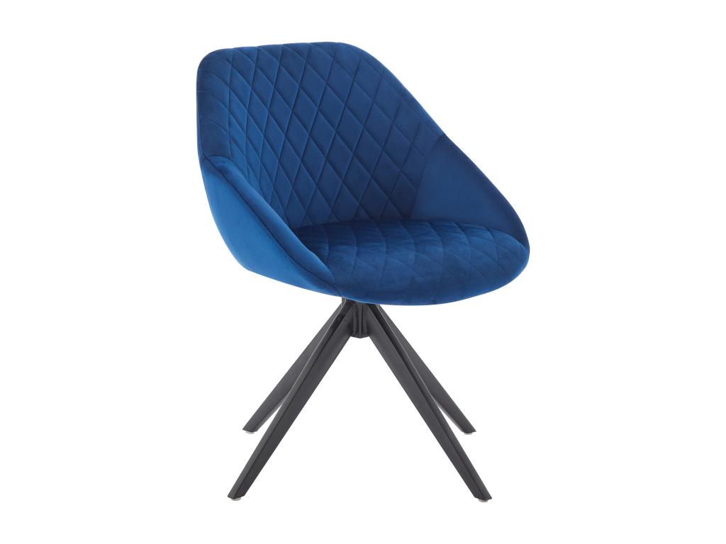 Chaise pivotante en velours et métal noir - Bleu roi - PRICILE