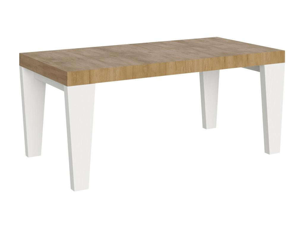 Table extensible chêne naturel et pieds bois blanc 6 à 20 places Vertchez 180 à 440cm-Support 4 pieds