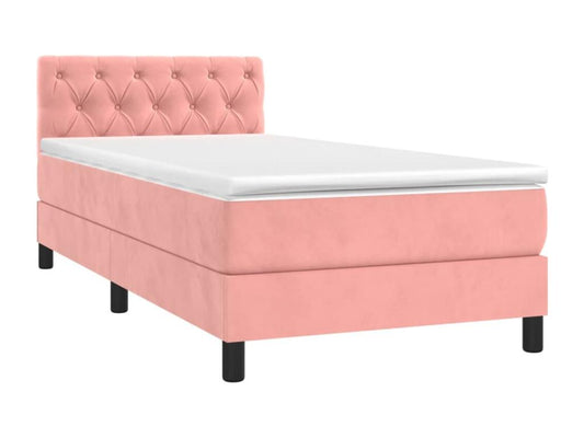 Sommier tapissier avec matelas et LED Rose 80x200 cm Velours