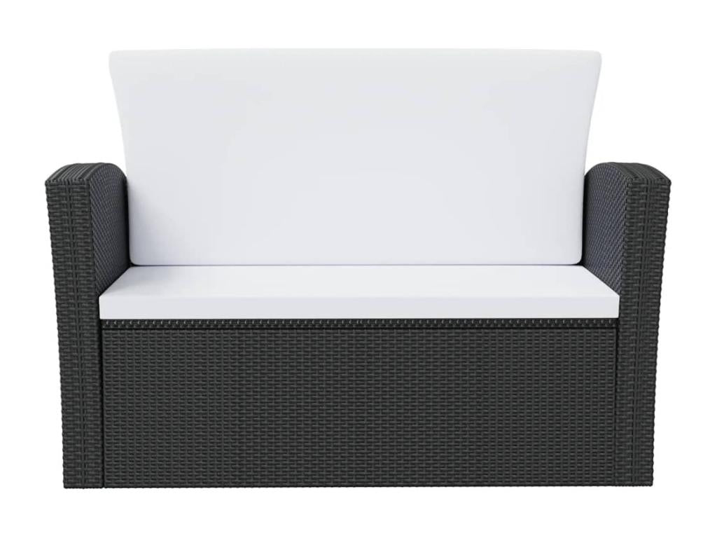 Salon de jardin 8 pièces avec coussins Résine tressée Noir