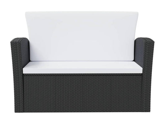 Salon de jardin 8 pièces avec coussins Résine tressée Noir