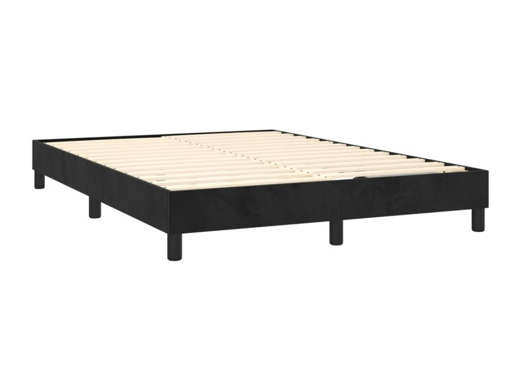 Sommier à Vertchez de lit avec matelas Noir 140x200 Velours