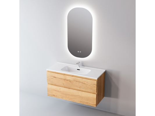 Meuble de salle de bain plan vasque Solide Surface 2 Tiroirs l60xh54xp45 Laqué Blanc Mat STEP