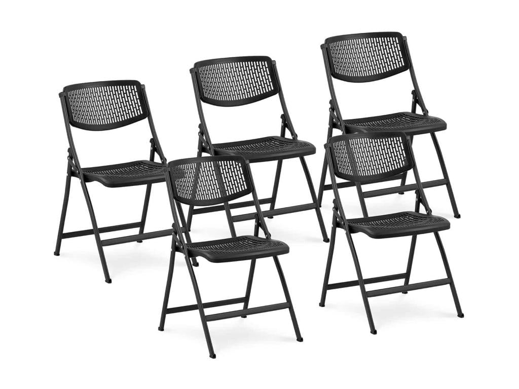 Lot de 5 chaises restaurants les cafés les bureaux et les salles d'attente 150 kg max conception pliante noir 14 0006014