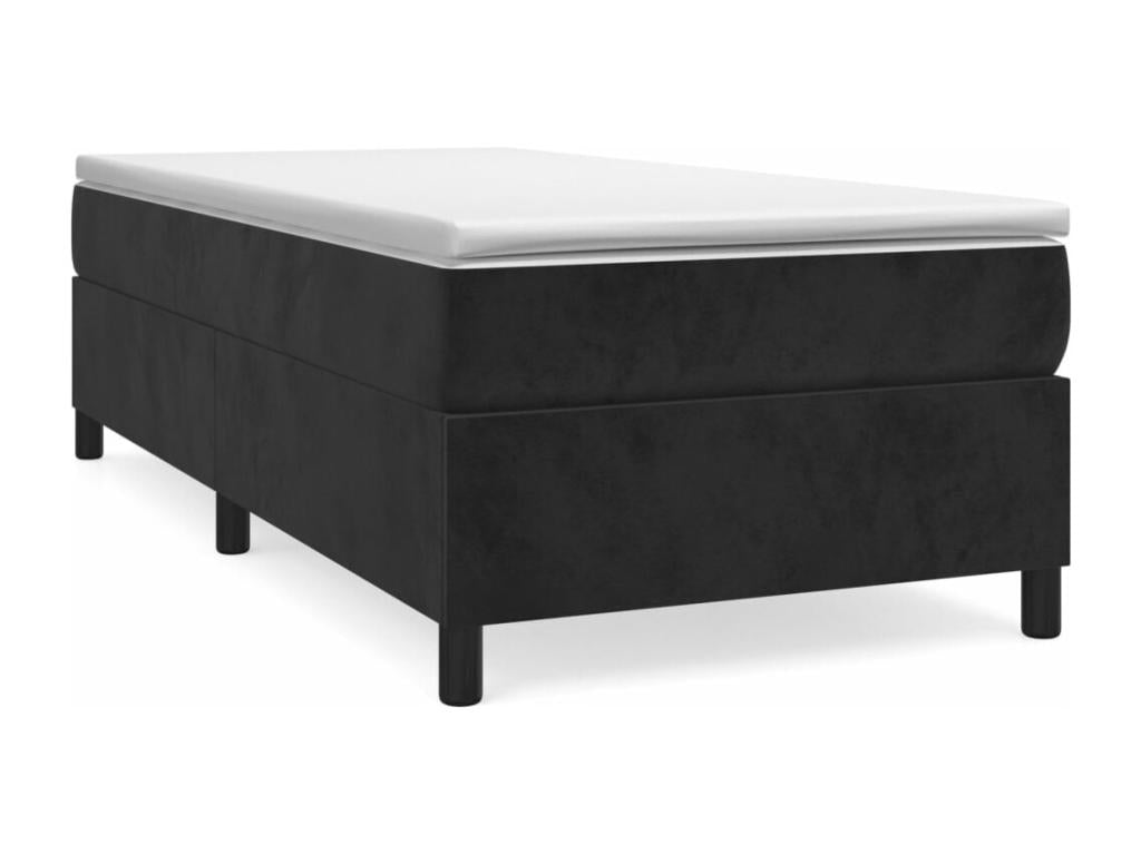 Lit à sommier tapissier et matelas Noir 80x200 cm Velours