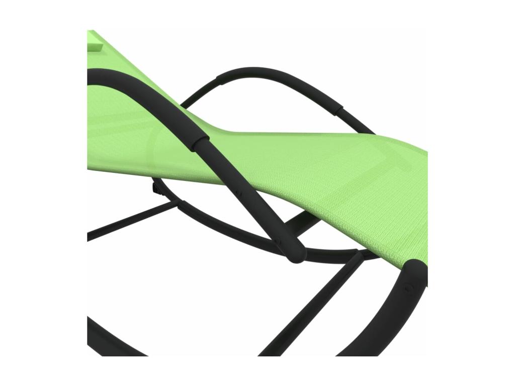 Chaise longue à bascule vert acier et textilène