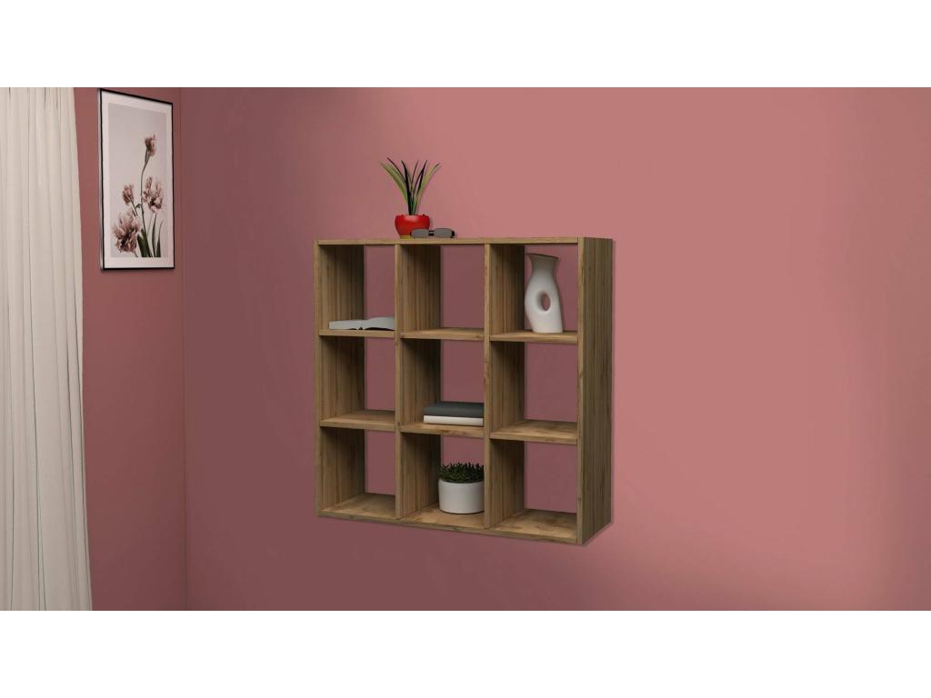 Bibliothèque Vertchez Meuble avec étagères Bibliothèque de bureau Made in Italy Chêne 90x25h90 cm