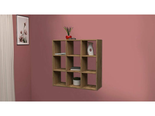 Bibliothèque Vertchez Meuble avec étagères Bibliothèque de bureau Made in Italy Chêne 90x25h90 cm