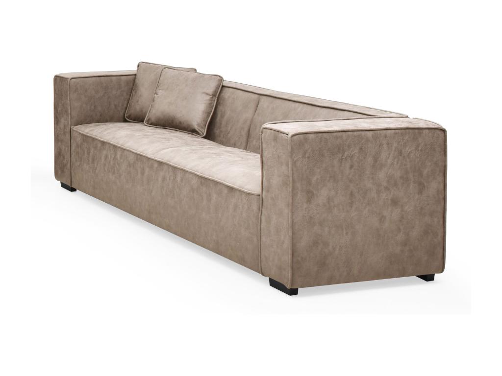 Macao 3-seater straight sofa in vintage beige faux leather fabric