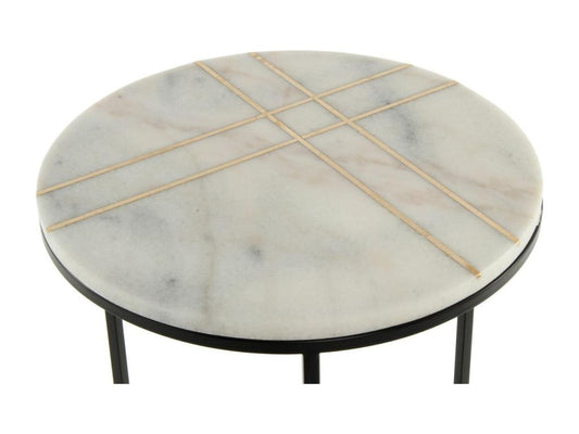 Table d'Appoint en Marbre Vertchez 64cm Blanc