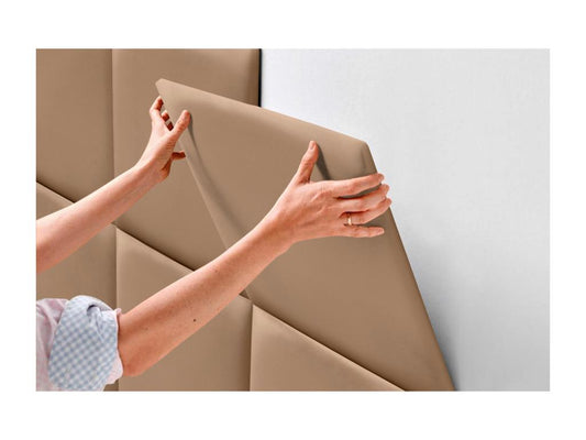 Vertchez Tête de lit capitonnée en similicuir de qualité Vertchezérieure composée de panneaux autocollants interchangeables marron clair 105 cm