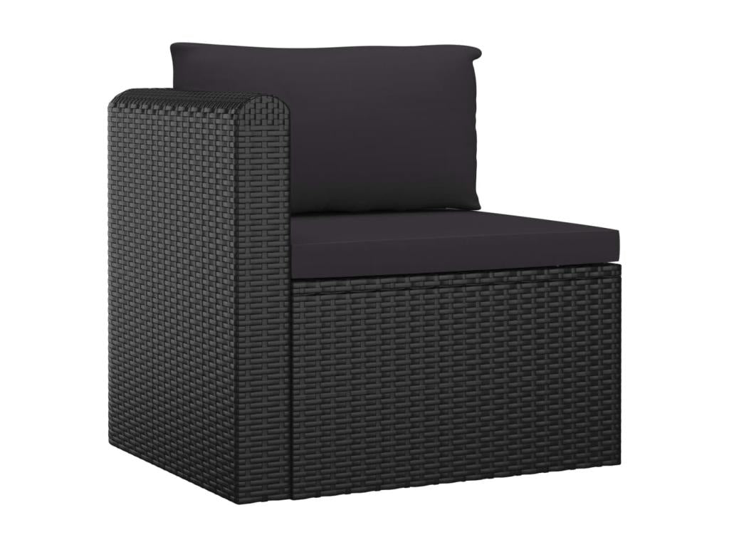 Salon de jardin 7 pièces avec coussins Résine tressée Noir