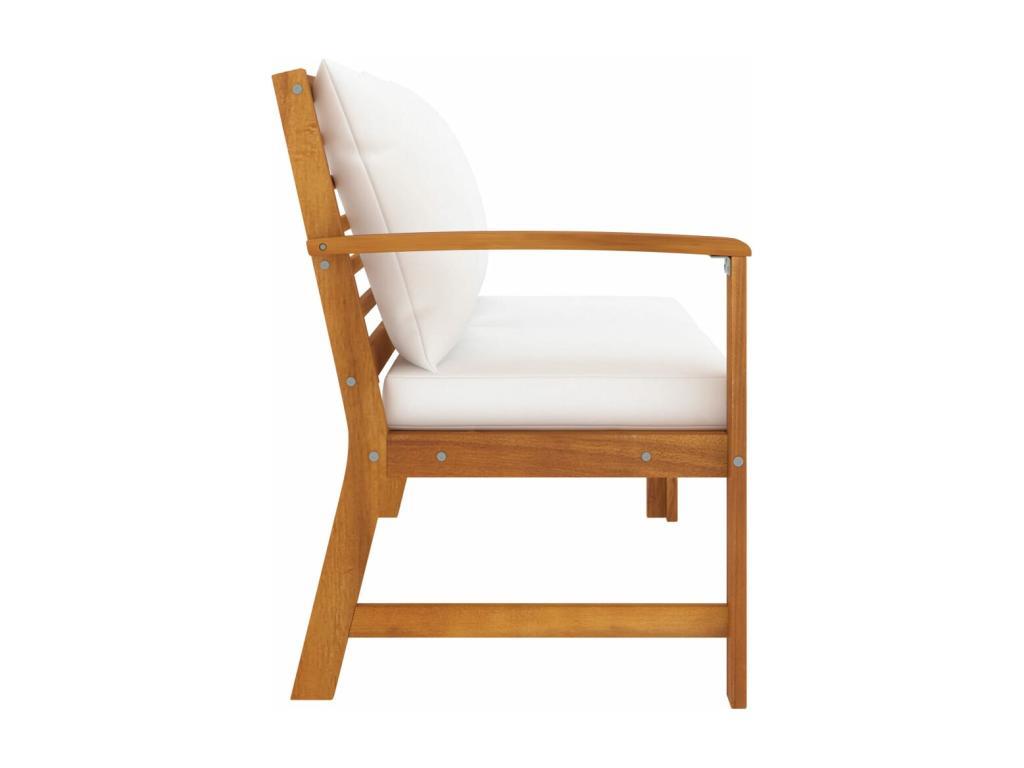 Banc de jardin 114.5 cm avec coussin crème Bois solide d'Vertchez