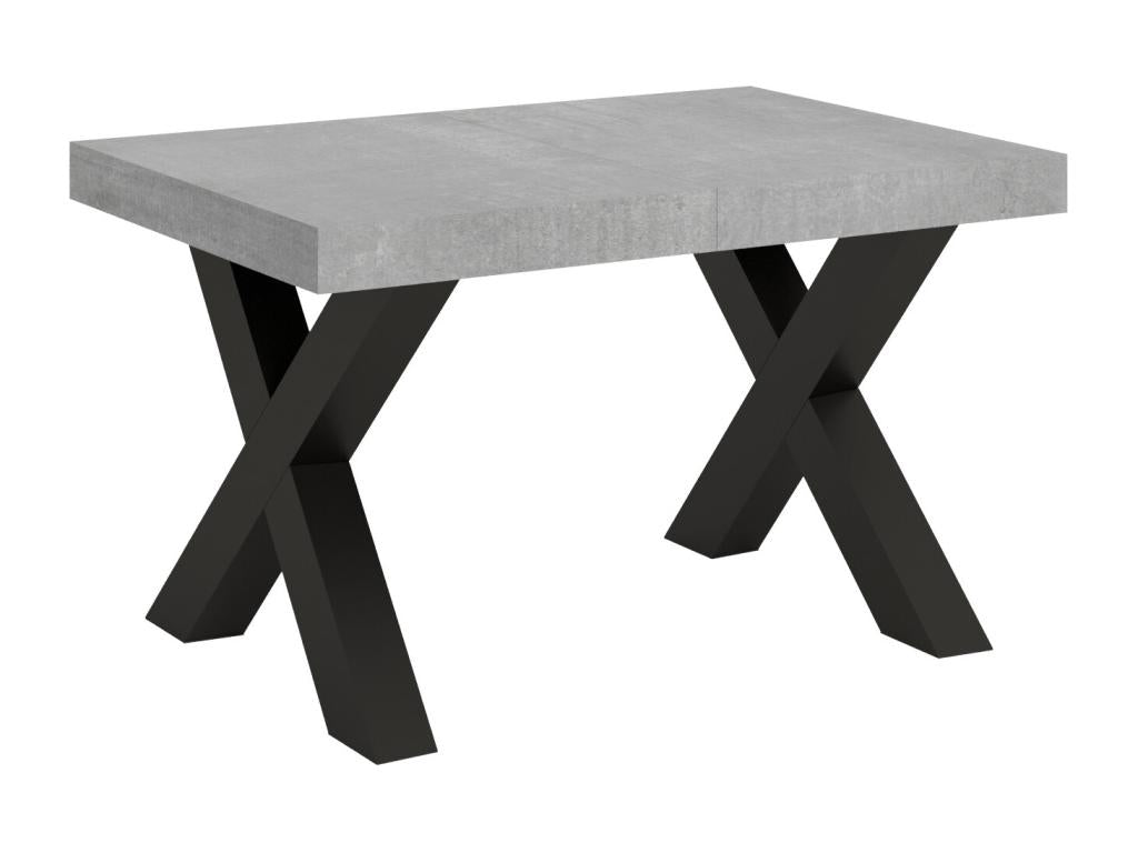 Table extensible 90x130/390 cm Vertchez Gris Béton cadre Anthracite