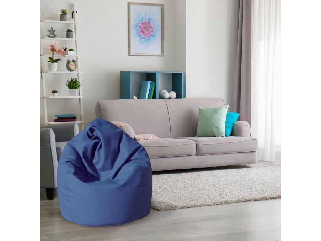 Pouf Vertchez Fauteuil polyvalent Chaise sac Pouf repose-pieds Made in Italy 70x70 h110 cm Bleu