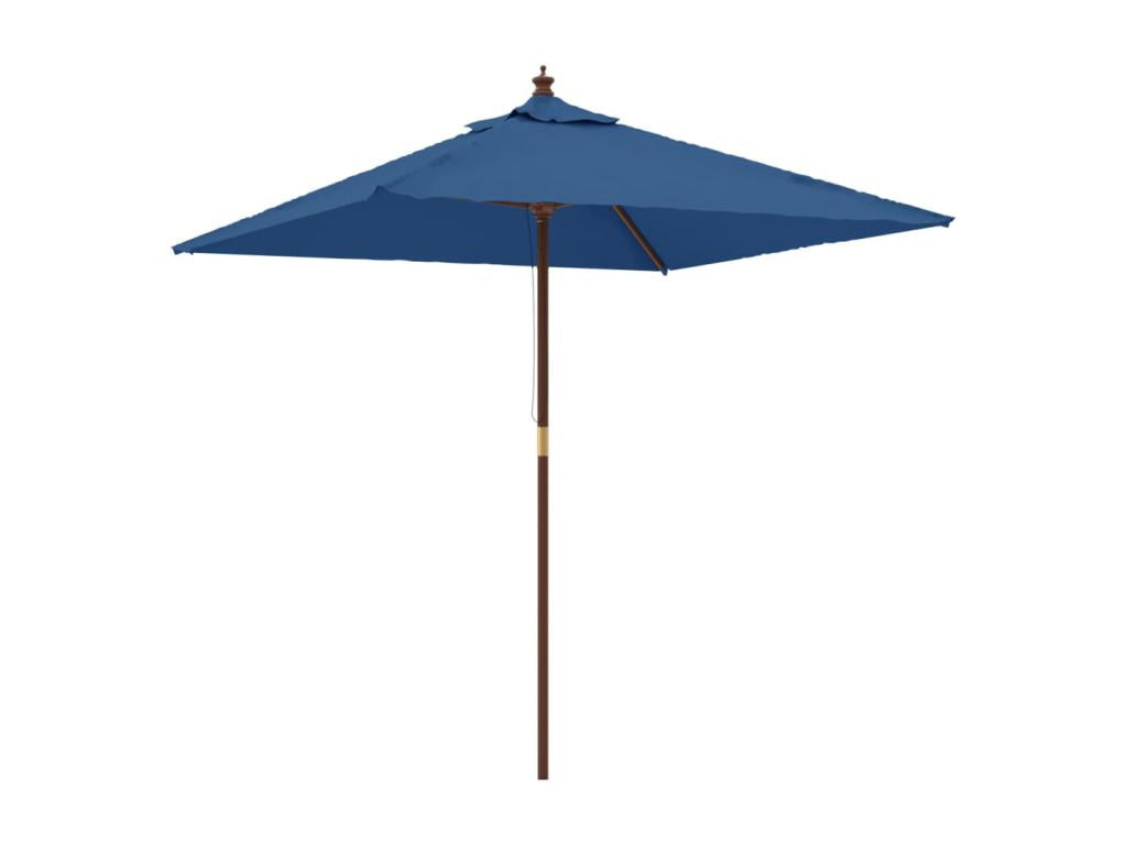 Parasol de jardin avec mât en bois bleu azuré 198x198x231 cm