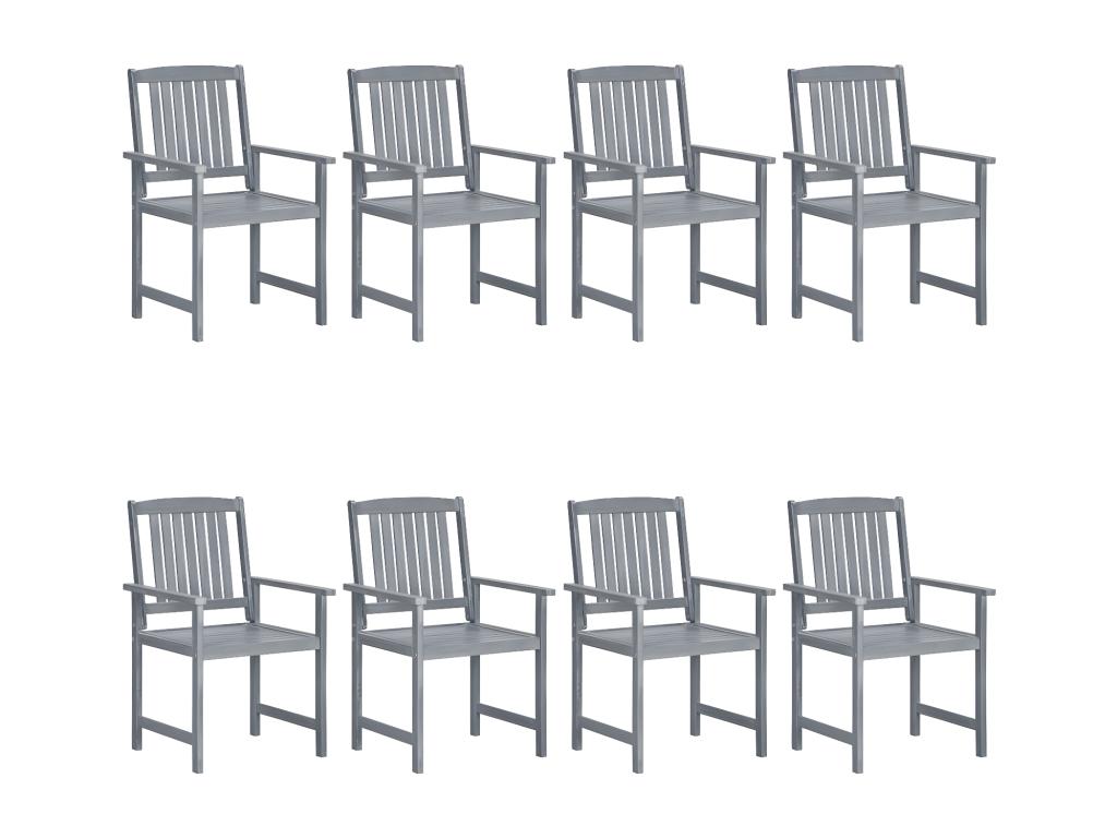 Chaises de jardin et coussins lot de 8 Bois Vertchez solide Gris
