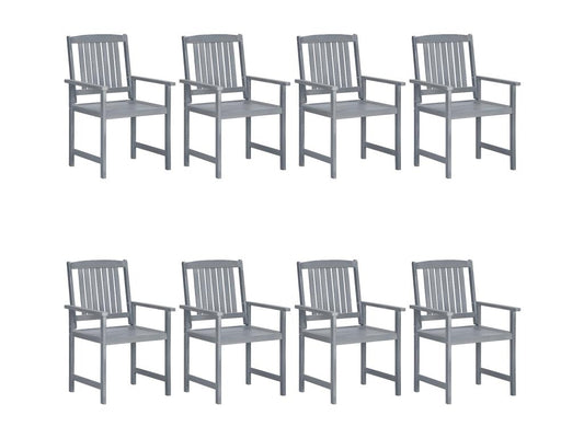 Chaises de jardin et coussins lot de 8 Bois Vertchez solide Gris