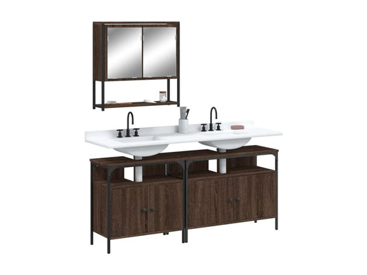 Ensemble de meubles de salle de bain 3 pcs Chêne marron