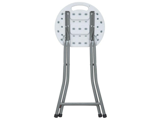 Pack 2 Tabourets Pliants Résine et Acier 31x45cm Blanc 7house