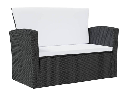 Salon de jardin 8 pièces avec coussins Résine tressée Noir