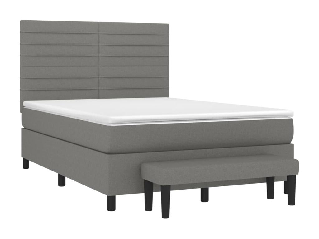 Sommier à Vertchez de lit avec matelas Gris foncé 140x190cm Tissu